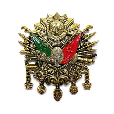 Nemere İthalat LG-NKT506 - Osmanlı Devlet Arması Kabartma Logo Vidalı Büyük 12X11CM Gold Nemere