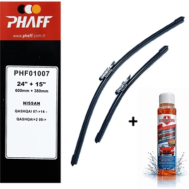 Phaff Nissan Qashqai+2 (2010-2013) Ön Silecekleri (600MM+380MM) ve Börfh 32 ml Konsantre Cam Suyu