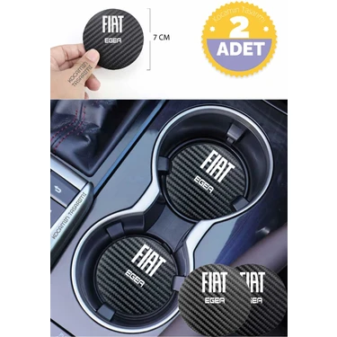 Fiat Egea Siyah Karbon Araç Bardak Altlığı Fiat Logolu Egea Özel Üretim 2 Adet 7