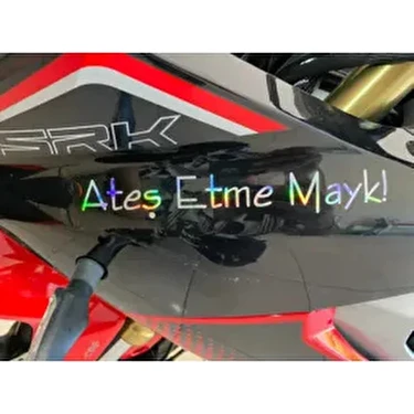 Banxtre Hologram Renkli Ateş Etme Mayk Sticker Etiket 20 cm Motor-Araba-Kask İçin Özel