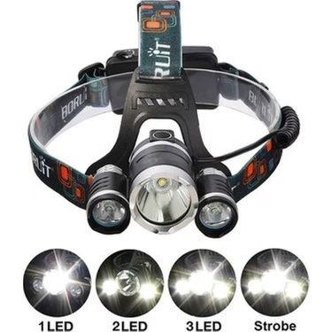 AyrStore Boruit T6 Kafa Feneri 5000 Lumens 3xcree Xm-T6+2r5 Lamba LED Kamp