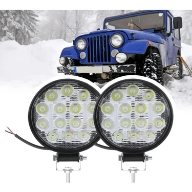 Point 2 Adet Off Road 14 LED 42 Watt Yuvarlak Traktör Tır Kamyon Tekne Sis Farı Projektör Çalışma