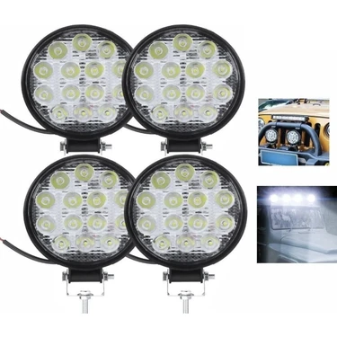 Point 4 Adet Off Road 14 LED 42 Watt Yuvarlak Traktör Tır Kamyon Tekne Sis Farı Projektör Çalışma