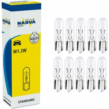 Narva 10 Adet Narva 12V. W1.2W Mini Dipsiz Ampul 17037 Ean: