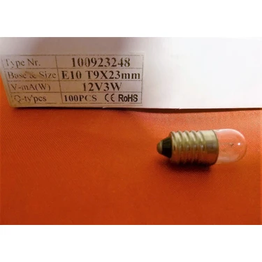 Tram56 12V 3W E10 9X23 Vidalı Ampul. 10