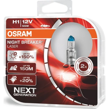Osram Next Generation H1 Night Breaker Laser +%150 12V 55W 2'Li Ampül