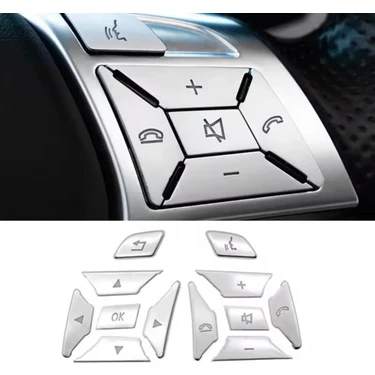 Mercedes C Serisi W204 Direksiyon Tuş Kaplaması Gümüş