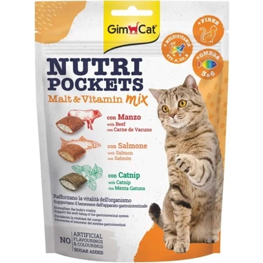 Gimcat 150 gr Nutripockets Kedi Ödülü Malt&multivitamin İçerikli Besleyici