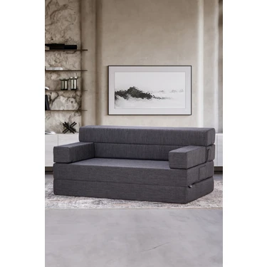 Homedius Melisa Gri Çift Kişilik Katlanır Yatak Koltuk Modern Tasarım 125x200