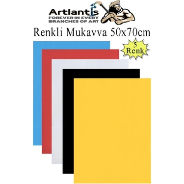 Artlantis Renkli Mukavva 5 Renk 50X70 cm 1 Paket Sert Renkli Karton 1.0 mm Okul Okul Öncesi