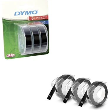 Dymo Junior / Omega 3'lü Siyah Yedek Şerit Etiket Makinesi İçin 9 mm x 3