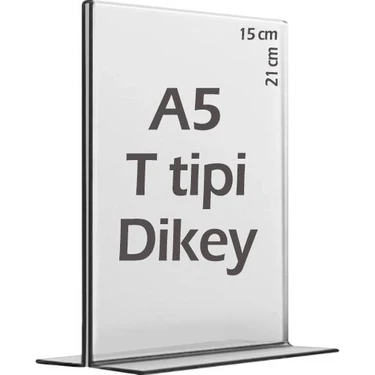 A5 T-Tipi Dikey 15x21 cm Şeffaf Föylük Pleksi Fiyatlık Menü Broşürlük Etiketlik Kafe Restorant