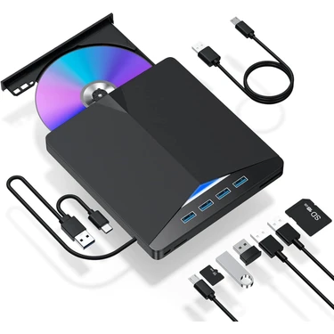 Valkyrie Harici CD DVD Rom Yazıcı Okuyucu USB 3.0 Hub Çoğaltıcı Tf Sd Kart Okuyucu