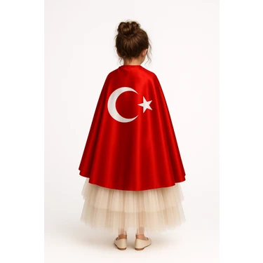 Parti Kırtasiye Türk Bayraklı Kırmızı Pelerin 23 Nisan 29 Ekim 10 Kasım 19 Mayıs Gösteri