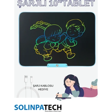 Solinpatech 10''Inch Şarj Edilebilir Dijital Kalemli Yazı Çizim Yazma Tableti (Usb Kablo Hediye)