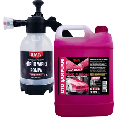 Smx %90 Cilalı Pink Fusion Oto Şampuanı 5 Lt ve 2 Litre Köpük Yapıcı Kimyasal Dayanımlı Basınçlı