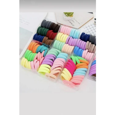 H&E Design Havlu Lastik Toka 100 Adet Karma Renkli Kadın Aksesuarı Pratik Kullanım