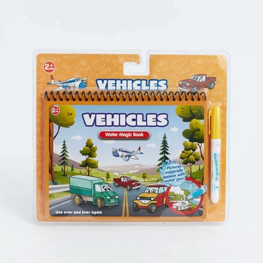 Sihirli Boyama Kitabı Water Magic Book Özel Sulu Kalem ile Vehicles Araçlar