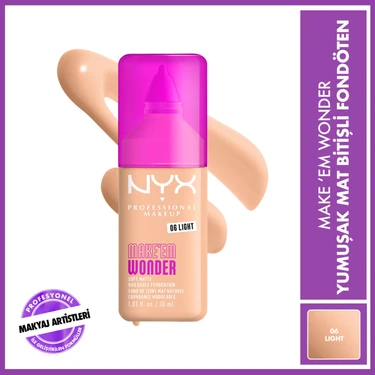 NYX Professional Makeup Make’ Em Wonder Yumuşak Mat Bitişli Fondöten 06 -