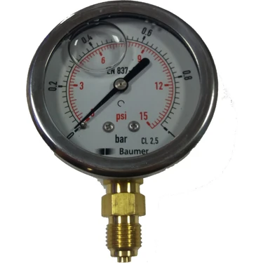 Baumer -  63Mm 16 Bar Gliserinli Manometre Alttan