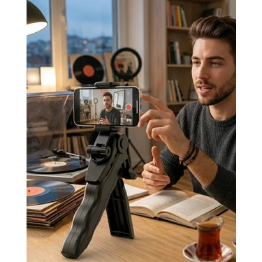 Telefon Tripodu Masaüstü Stand 360 Derece Dönebilen Telefon Tutucu