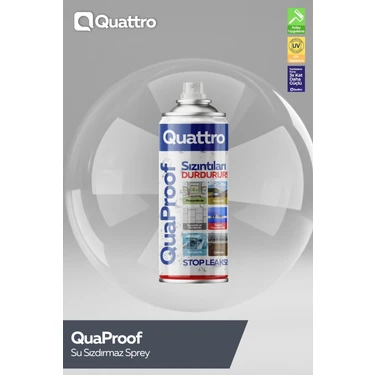 Quattro Su Sızdırmaz Sprey 500 ml Şeffaf Renk ile Kolay Uygulama ve Yüksek