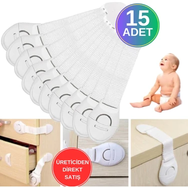 WAPPA 15 Adet Bebek Çocuk Güvenlik Dolap ve Çekmece Kilidi Çok Amaçlı Çocuk Kilit Süper Üstün