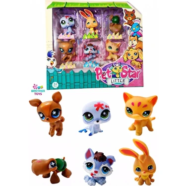 Brother Toys 6'lı Neşeli Miniş Petstar Littlest Pet Shop Benzeri Minişler Tavşan Kaplumbağa Köpek