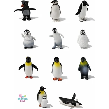 Brother Toys 12'li Kaliteli Mini Et Dolgulu Penguen Figür Oyuncaklar 5