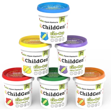 ChildGen Doğal Oyun Hamuru - Eco Cup- 6x125gr Ana Ve Ara