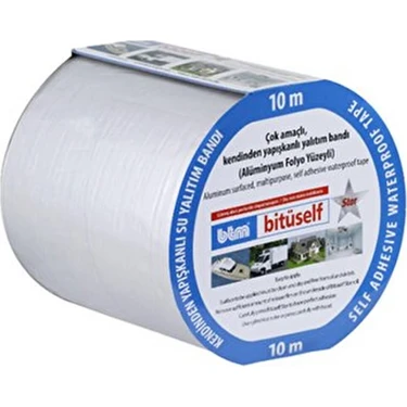 Btm Bitüself Izolasyon ve Su Yalıtım Bandı 10 cm x 10 mt Alüminyum