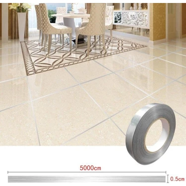 Çerçici 0.5 cm Kalınlık Gümüş Fayans Arası Şerit Bandı 50 Metre Banyo Derz Dekor