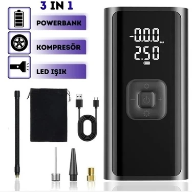 4500MAH Auhma Şarjlı LED Işıklı 150PSI LCD Ekranlı 78W Araç Bisiklet Motor Top Vs Şişirme
