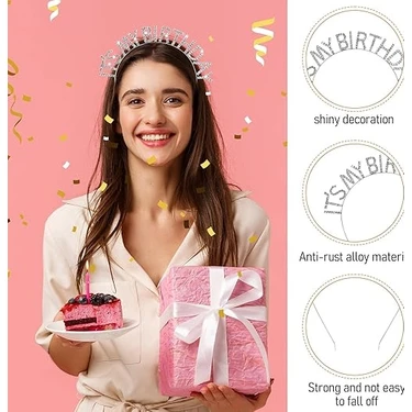 Pileli Store Kristal Taşlı Gümüş Renk Doğum Günü