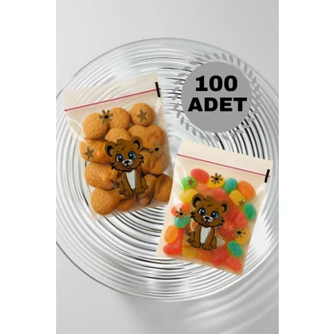 HYD Desenli Bantlı Şeffaf Poşet Hediyelik Kendinden Yapışkanlı Jelatin 10X15CM 100