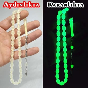 Doğal Taş Dünyası Kedi Gözü Tesbih Karanlıkta Parlayan Fosforlu Kedi