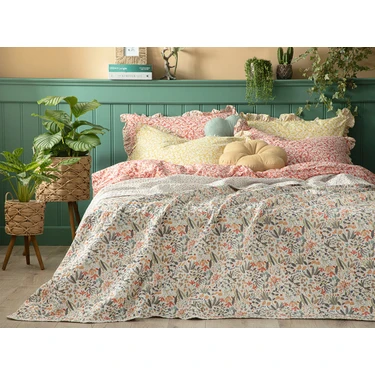 English Home Wild Forest Çift Taraflı Çift Kişilik Çok Amaçlı Örtü 200x220 cm