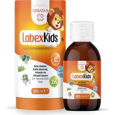 Erbatab Labex Kids Çinko Kekik Beta Glukan Karamürver Çocuk Multivitamin Şurup 150